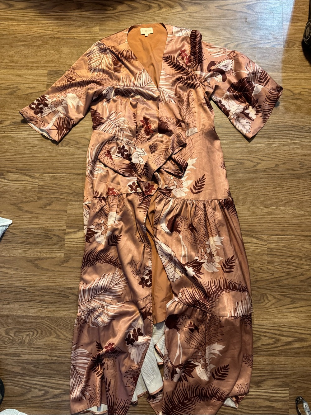 CIEBON Qwynn flutter sleeve maxi dress in a  multi floral print.